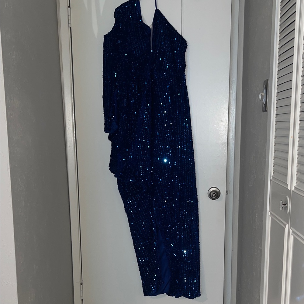 NWT SHEIN Elegant Blue Sequin Gown